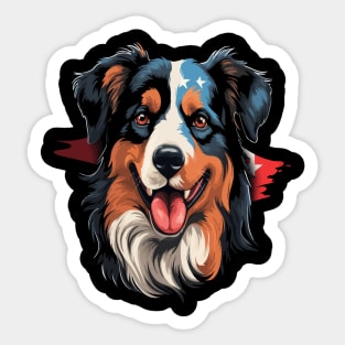 Patriotic Australian Shepherd Sticker